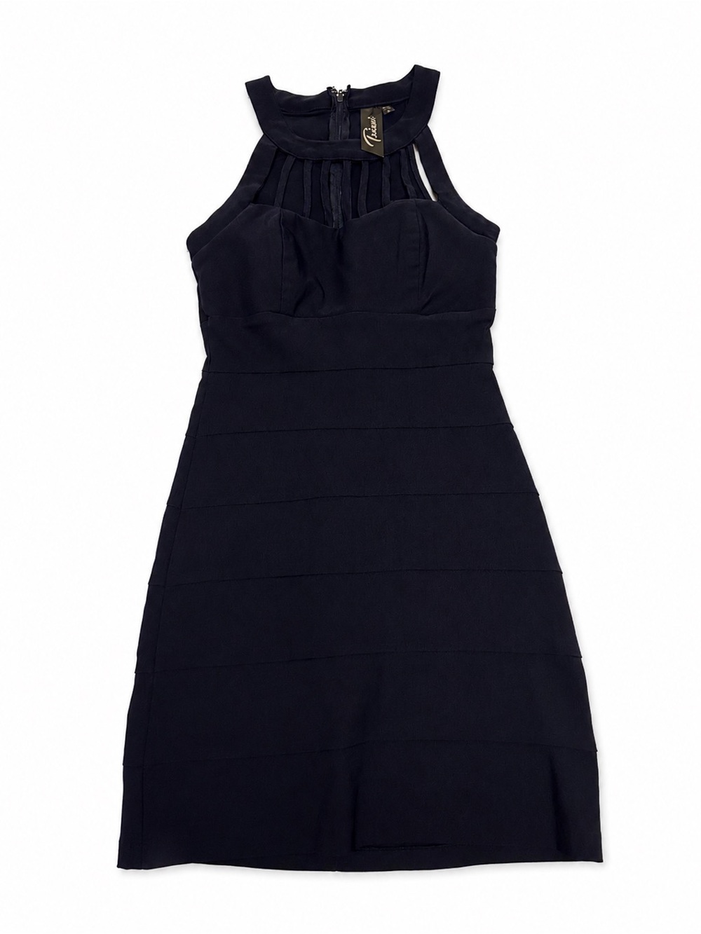 Trixxi Navy High-Neck Bandage Mini Dress